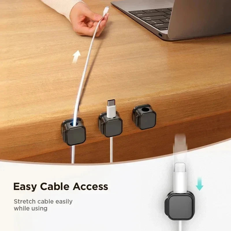 Magnetic Cable Organiser Clips | Adhesive Wire Holder | Home Office Desk Cable Management