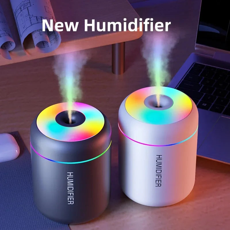 Mini Humidifier for Bedroom & Home Office | USB Aroma Diffuser with Colour Night Light | Quiet & Compact