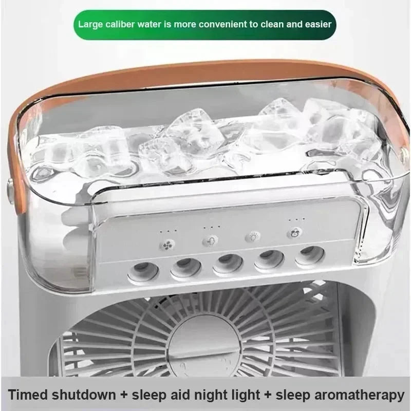 3 in 1 Portable Air Cooler Fan | USB Desktop Fan with LED Night Light & Humidifier | Home & Office