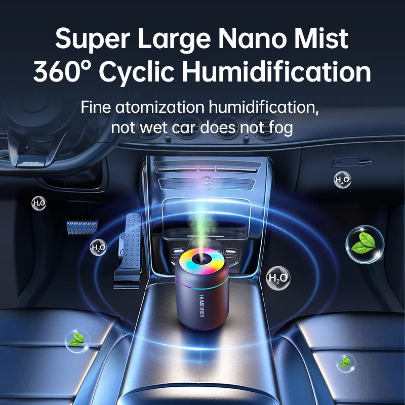 Mini Humidifier for Bedroom & Home Office | USB Aroma Diffuser with Colour Night Light | Quiet & Compact