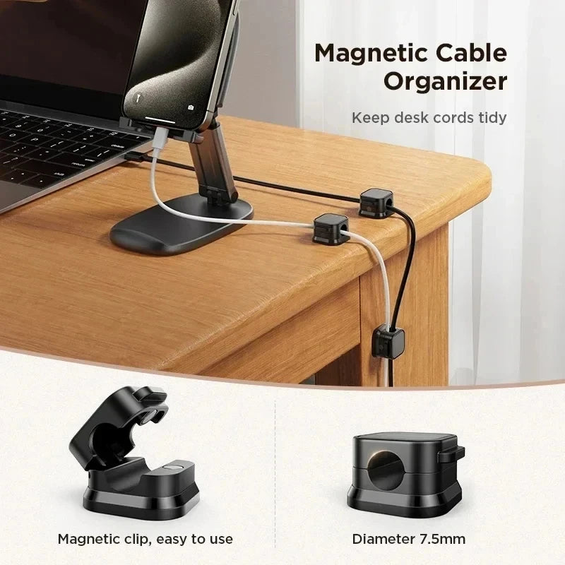 Magnetic Cable Organiser Clips | Adhesive Wire Holder | Home Office Desk Cable Management