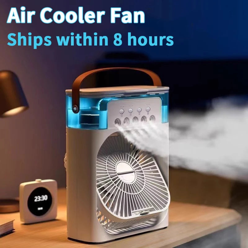 3 in 1 Portable Air Cooler Fan | USB Desktop Fan with LED Night Light & Humidifier | Home & Office