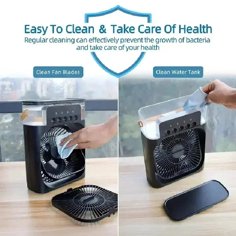 3 in 1 Portable Air Cooler Fan | USB Desktop Fan with LED Night Light & Humidifier | Home & Office