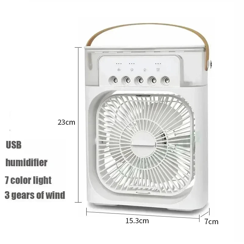 3 in 1 Portable Air Cooler Fan | USB Desktop Fan with LED Night Light & Humidifier | Home & Office
