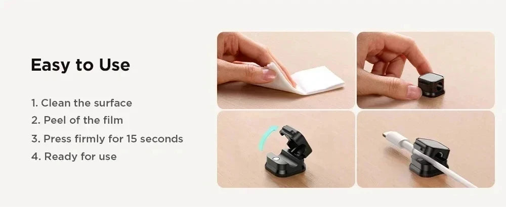 Magnetic Cable Organiser Clips | Adhesive Wire Holder | Home Office Desk Cable Management
