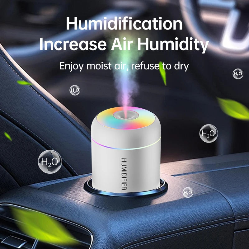 Mini Humidifier for Bedroom & Home Office | USB Aroma Diffuser with Colour Night Light | Quiet & Compact