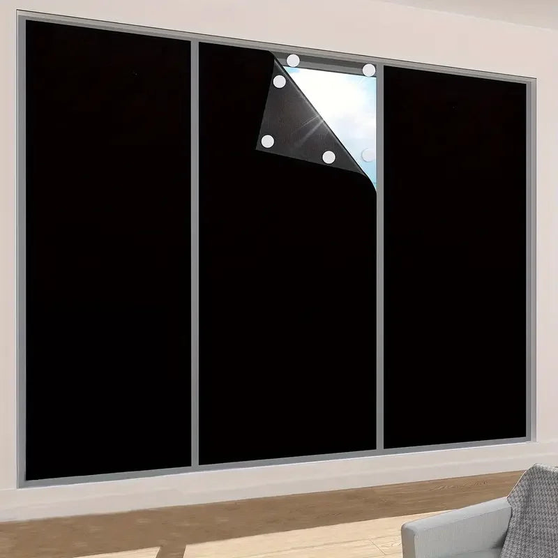 95-98% Blackout Curtain Cloth | Self-Adhesive Velcro Window Covering | Bedroom, Nursery & Shift Workers