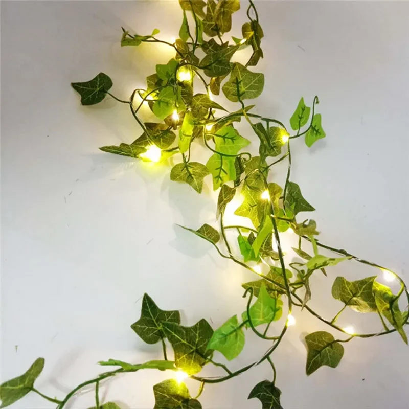 Flower Green Leaf Fairy String Lights | Battery Powered Vine Lights | Bedroom & Home Décor