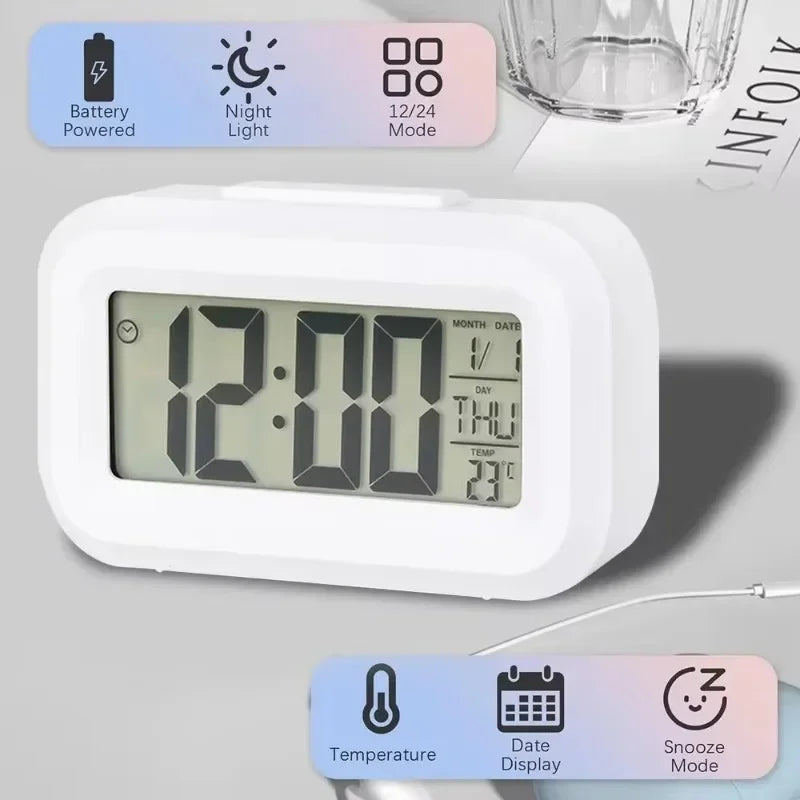 LED Digital Desk Clock | Alarm, Temperature & Date Display | Bedroom & Home Office