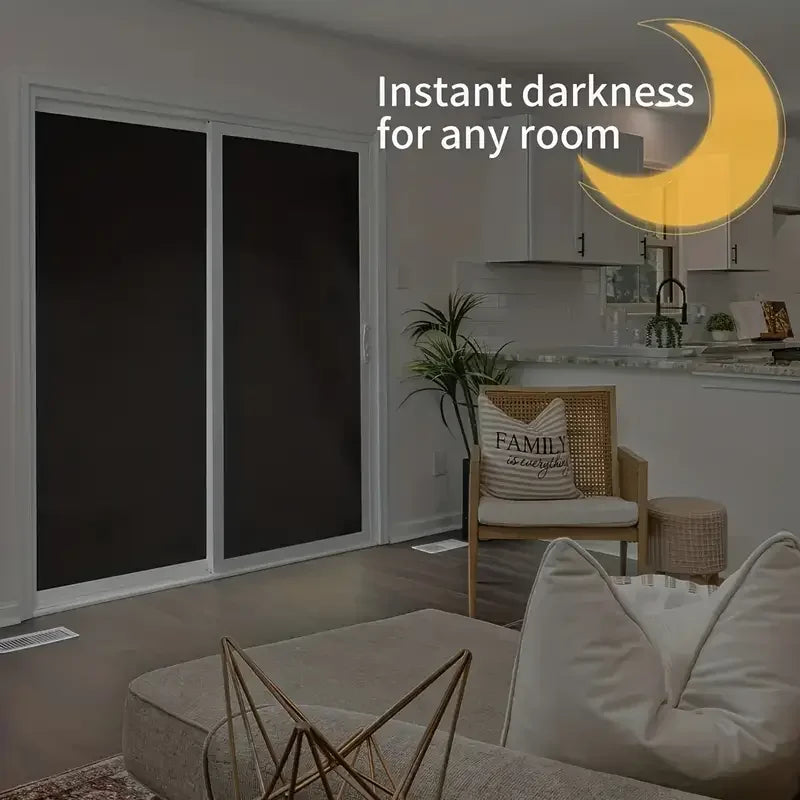95-98% Blackout Curtain Cloth | Self-Adhesive Velcro Window Covering | Bedroom, Nursery & Shift Workers