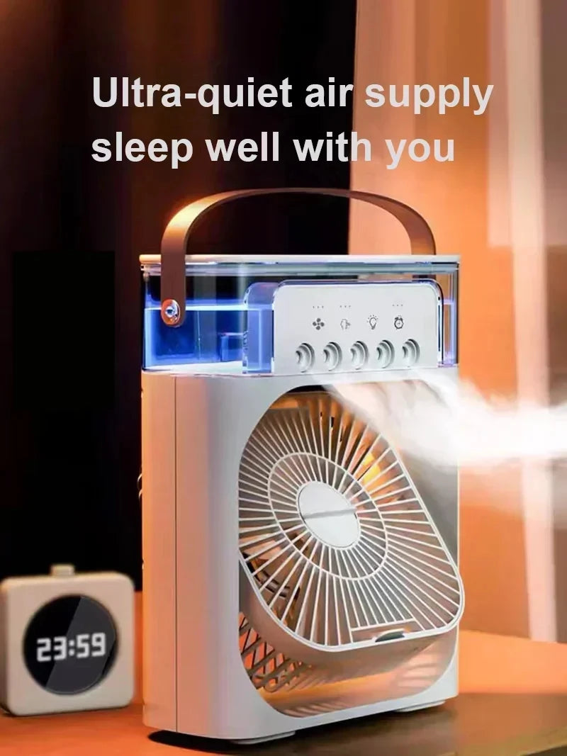 3 in 1 Portable Air Cooler Fan | USB Desktop Fan with LED Night Light & Humidifier | Home & Office
