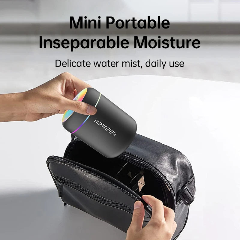 Mini Humidifier for Bedroom & Home Office | USB Aroma Diffuser with Colour Night Light | Quiet & Compact