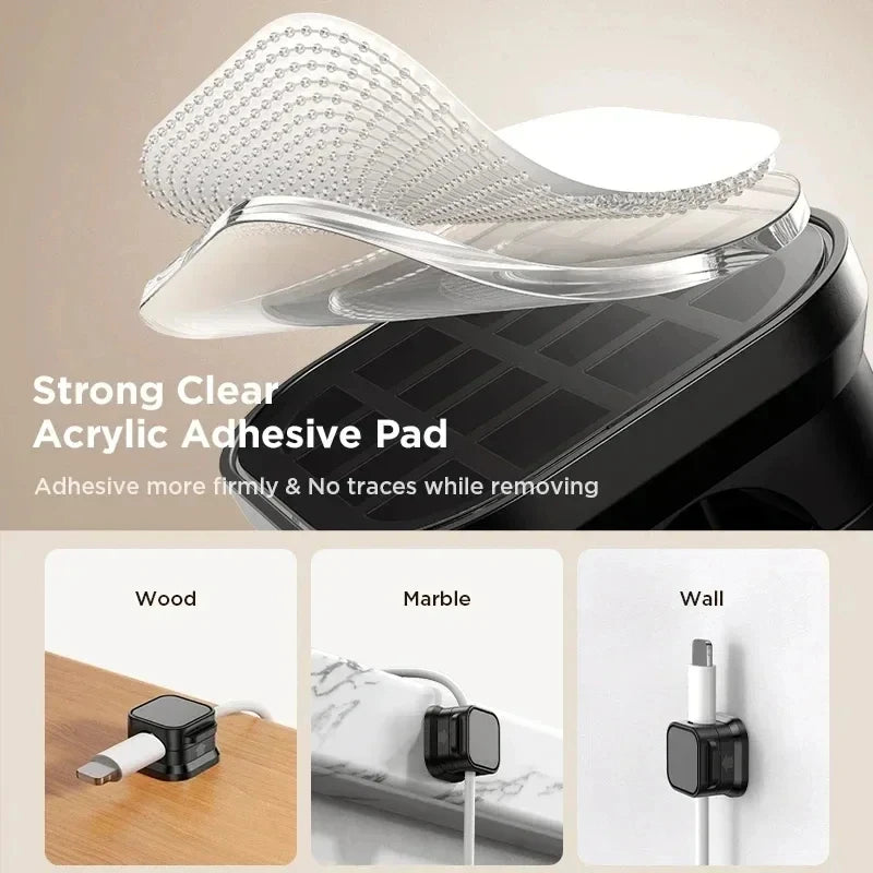 Magnetic Cable Organiser Clips | Adhesive Wire Holder | Home Office Desk Cable Management