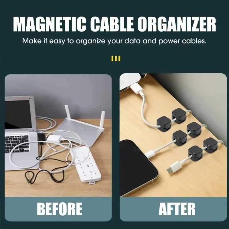 Magnetic Cable Organiser Clips | Adhesive Wire Holder | Home Office Desk Cable Management