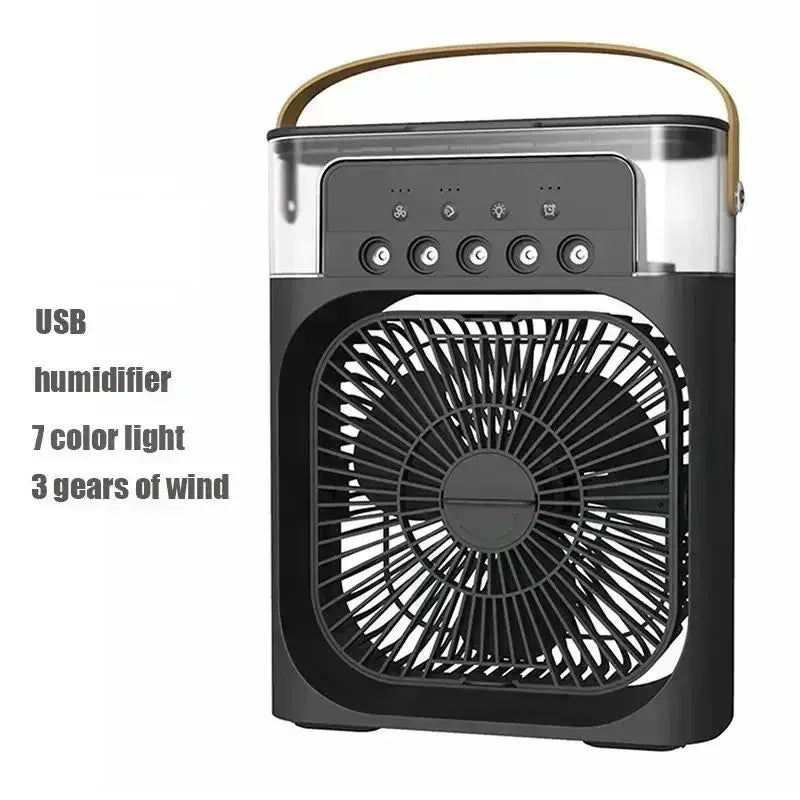 3 in 1 Portable Air Cooler Fan | USB Desktop Fan with LED Night Light & Humidifier | Home & Office