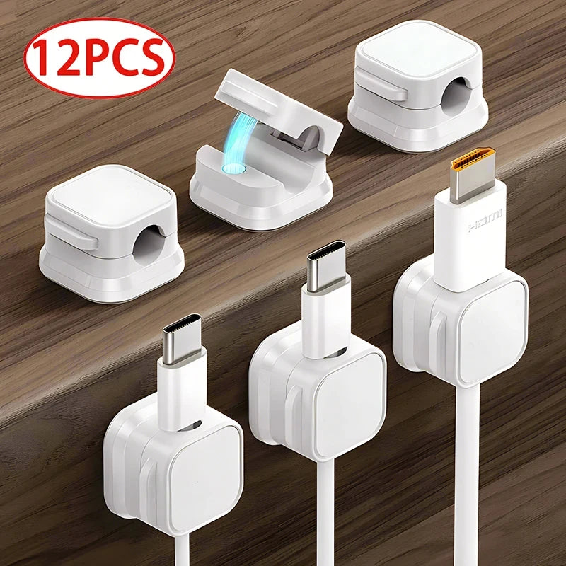 Magnetic Cable Organiser Clips | Adhesive Wire Holder | Home Office Desk Cable Management